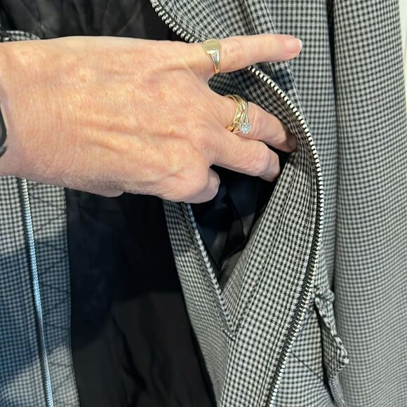 Club Monaco Men’s Black/Grey Houndstooth Zip‎ Up Lined Jacket Size XL - Picture 12 of 14